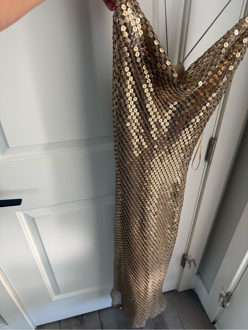 Zara Metallic Gold Chainmail Slip Maxi Dress - Picture 10 of 13